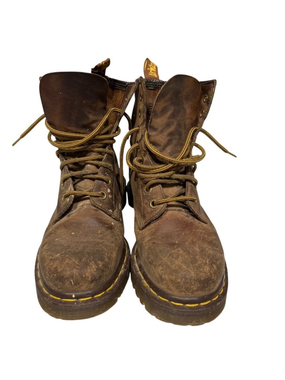 Dr. Martens Brown Leather AirWair 1460 Boots Size 5 Distressed Look Durable Sole - Picture 1 of 8